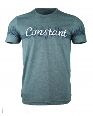 Nakışlı Bisiklet Yaka SlimFit T-Shirt Gri