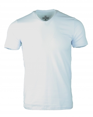V Yaka Pamuk SlimFit T-Shirt Beyaz