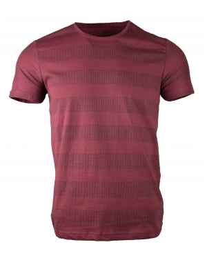 Baskılı Bisiklet Yaka Pamuk SlimFit T-Shirt Bordo