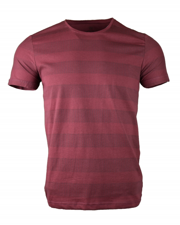 Baskılı Bisiklet Yaka Pamuk SlimFit T-Shirt Bordo