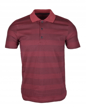 Baskılı Polo Yaka Pamuk SlimFit T-Shirt Bordo
