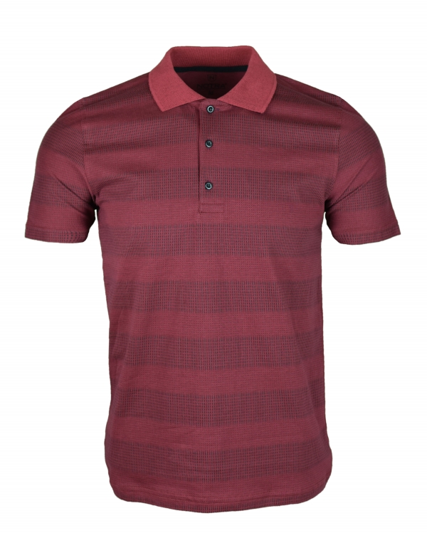 Baskılı Polo Yaka Pamuk SlimFit T-Shirt Bordo