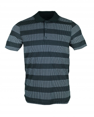 Baskılı Polo Yaka Pamuk SlimFit T-Shirt Siyah