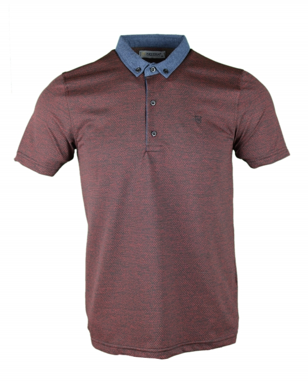 Yakalı Viskon SlimFit T-Shirt Bordo