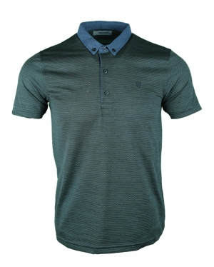 Yakalı Viskon SlimFit T-Shirt Füme